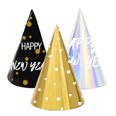 China Decoration Happy New Year Party Hats Cone Paper Hat Encourages Gifts For New Years Eve Party Decorations for sale