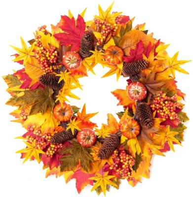 China Ideal Decorations 40cm Autumn Wreath Harvest Party Decoration Thanksgiving Supplies for Door Wreath for sale