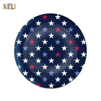 China 2021 Disposable Hot Selling 4th of July Party Supplies Biodegradable Paper Dish Disposable Paper Plate for sale