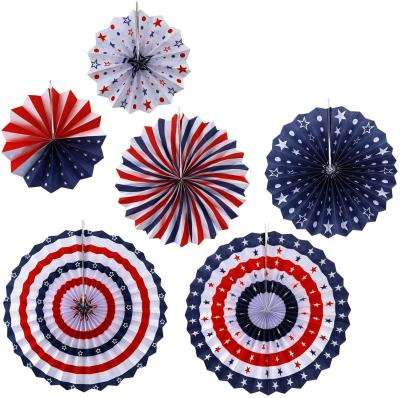 China Beauty Decorations Paper Fans For National America 4th Of July Days Party Supplies For Party Decoration for sale