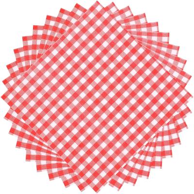 China Printed Paper Party Supplies National Day Red Napkin Gingham Disposable Checkered Airlaid Table Napkin for sale