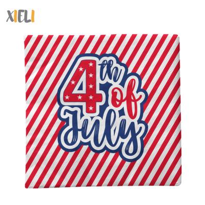 China Printed Disposable Cocktail Tissue God Bless America Airlaid Guardanapo Custom Made 4th of July Napkins for sale