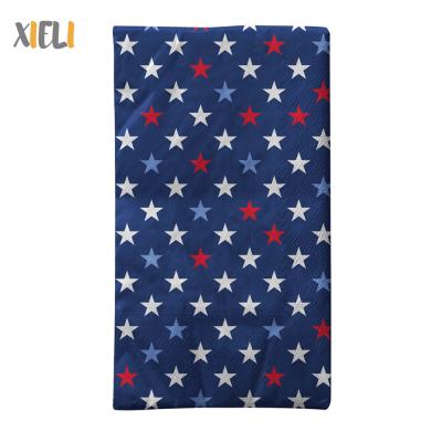 China Printed Party Disposable Towels Basics Decorative Patriotic 2-Ply Napkin Colored Cocktail Napkin for sale