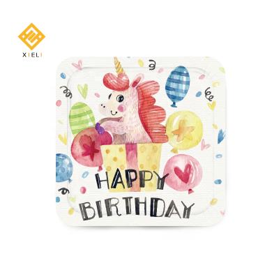 China 2020 Disposable Paper Plate Unicorn Party Supplies Cartoon Party New Products Unicorn Squishy Dinnerware for sale