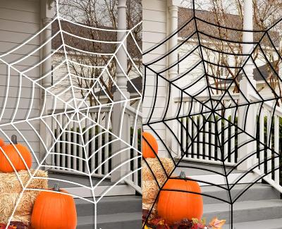 China Halloween Decoration Scary Spider Props Ghost Festival Layout Decoration Set Black Simulation Plush Spider Web for sale