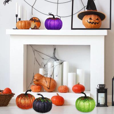 China Halloween Decoration Glitter and Sequins Artificial Decorative Pumpkins Foam Pumpkins for sale