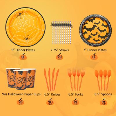 China Traditional Customized Halloween Disposable Dinnerware Sets Serves 10 For Halloween Party Supplies for sale