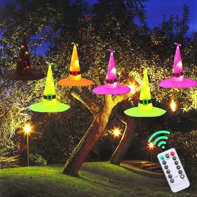 China Novelty Wholesale Halloween Decorations 8Pcs Witch Hat Battery Operated Garden Lights Decor For Party Supplies for sale