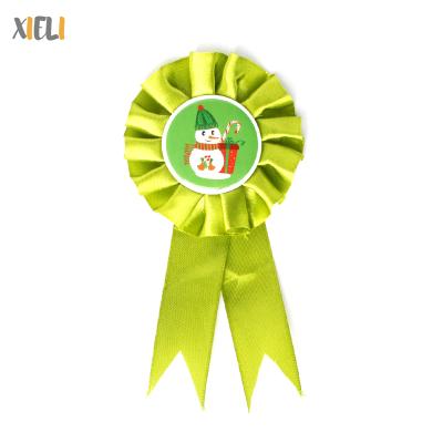 China Christmas Medal Rosette Tinplate Badge Pins Party Makeup Christmas Favor Reward Ribbon for Party Decoration for sale