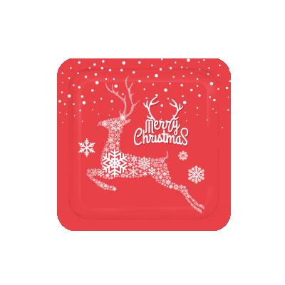 China 2021 Oriented Christmas Party Paper Plate Disposable Tableware Holiday Supplies for Christmas Festival for sale