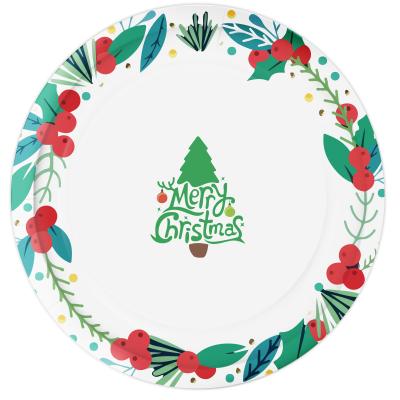 China 7 Inch Merry Christmas Tree Xieli Tableware Disposable Paper Plates For Party Services for sale