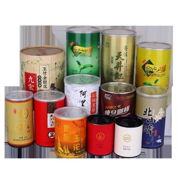 China High Quality Customized Recyclable Round Paper Box Customized Packing Tube For Tea Coffee Chocolate Package With Easy Open Plastic Lid for sale