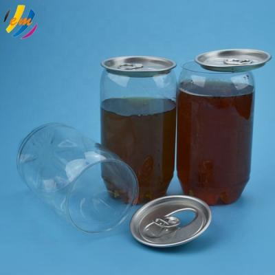 China Easily Openable Plastic Clear Canned Food Drink Can for sale