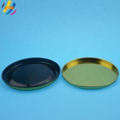 China Pilfer Proof Custom Metal Tin Size Flat Caps With Metal Plate for sale