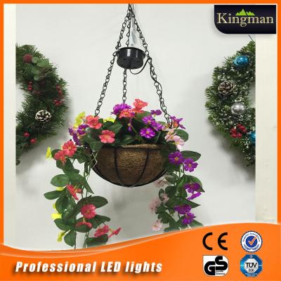 China Glass Flower Outdoor Solar Hanging Basket for sale