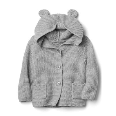 China Anti-Shrink Toddler Boys Girls Knit Hooded Sweater Ears Warm Cardigan Coat Tops Jacket Outwear for sale