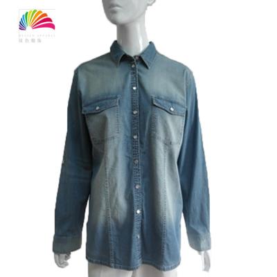 China Fashion Ladies Breathable Denim Shirts for sale