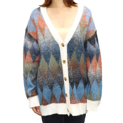 China Oversized knitted cardigan sweater women cardigan anti-shrink coat for lides for sale