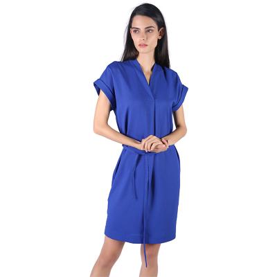 China Anti-Static Simple V Neck Short Sleeve Dress Fashion Dresses 2020 Women for sale