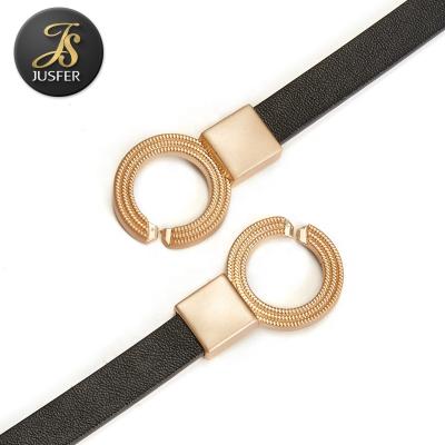 China New high quality fashion design double-sided usable belt casual leather belt with alloy buckle for women for sale