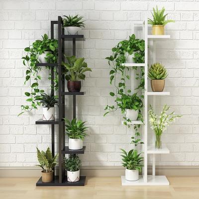 China Modern Fashion 4 Layer Metal Wood Planters Show Garden Florist Indoor Plant Stand Shelves Stand Flower Plant Shelf for sale