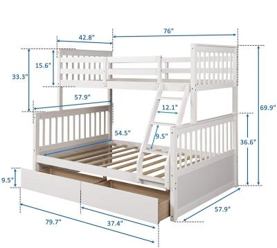 China High Quality Wooden Solid Wood Double Furniture Queen Size Platform Bunk Attic Double Bed Kids With Ladder for sale