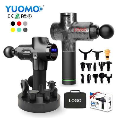 China Custom Powerful Body YUOMO Logo Gym Sports Massage Gun 24v Digital 30 Speed ​​For Muscle Tissue Body Deep Massage Gun for sale