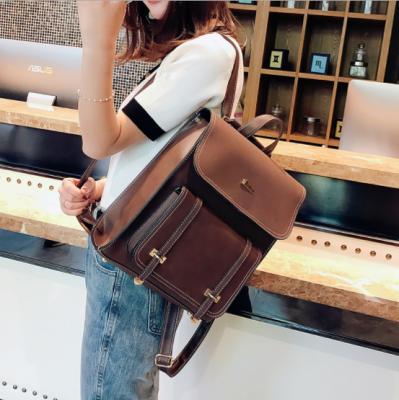 China 2020 new fashion retro backpack PU female wild leather fashion student backpack universal backpack school for sale