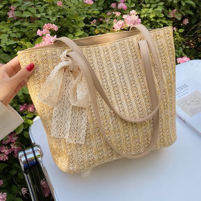 China Fashion 2021 New Fashionable Large Capacity Straw Woven Bag Fashionable Shoulder Armpit Bag C.I.S. Suitable Tote Bag for sale