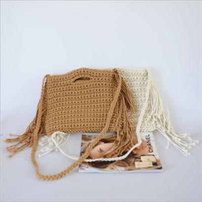 China 2020 fashion ladies cotton diagonal shoulder knit bag holiday straw bag beach bag for sale