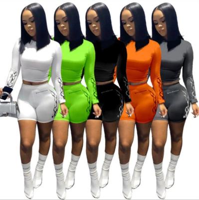 China 5colors apparel breathable crop top women 2021 summer t-shirt with shorts two piece outfit 2 piece short set for sale