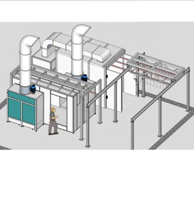 China Painting line with powder painting booth/baking oven with conveying system 8700x5900x3000mm for sale