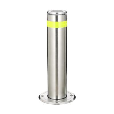 China Pavement Safety Eye Catching Stainless Steel Modern Solar Led Bollard Car Park Garden Bollard for sale