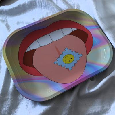 China 2021 Hot Selling Metal Pre-Roll Tin Herb Trays Good Quality Smoking Rolling Tray Custom Logo Popular Design for sale