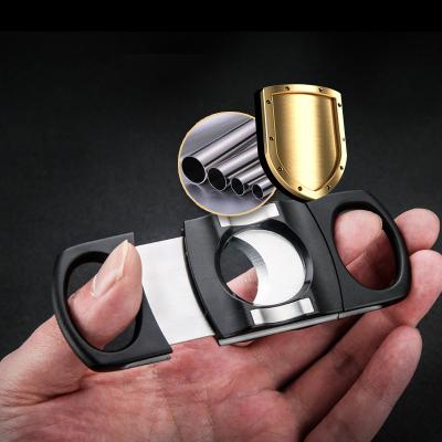 China Modern Mini Premium Cigar Cutter Metal Stainless Steel Cigar Guillotine Scissors Knife for sale