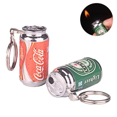 China CLASSIC Creative Funny Mini Cans Hanging Butane Gas Cigarette Lighter Key Chain Lighter for sale