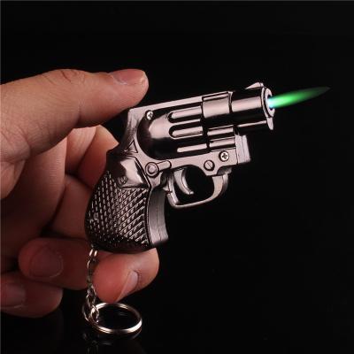 China CLASSIC Creative Funny Small Gun Lighter Cigarette Lighter Key Chain Hanging Refillable Gas Lighter for sale