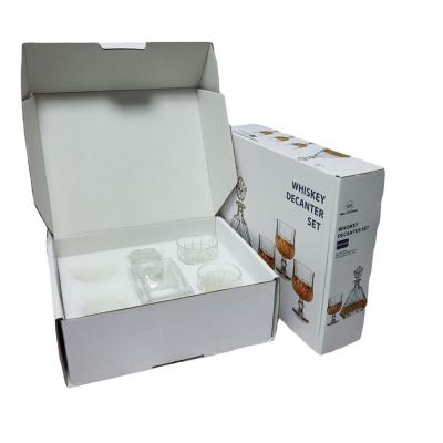 China Recycled Materials White Recyclable Corrugated Mailer Boxes Cups Glasses Packaging Rigid Paper Insert Shipping Paper Box for sale