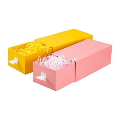 China New Recycled Luxury Cream Gift Box Eye Box Paper Drawer Box Materials Packaging Materials Yellow Pink Pink Gift Box for sale