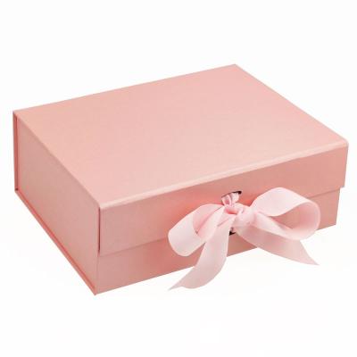 China Recycled Materials Fantastic Folding Box With Ribbon Rose Gift Box For Ladies Present Dress/Blouse Packaging for sale