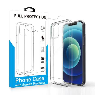 China 2in1 Shockproof Shockproof Soft TPU Case For iPhone 11 12 Pro 12 Max Mini Bumper Case With Screen Protector for sale