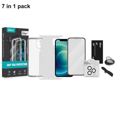 China Shockproof 7 in 1 Designer Protective TPU Phone Accessories Case Clear Glass Tempered Sets Luxury for sale