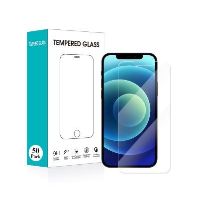 China High Clear Cell Phone Anti Fingerprint Tempered Glass Screen Protector Film For Iphone 11 12 pro Max 50 Packs for sale