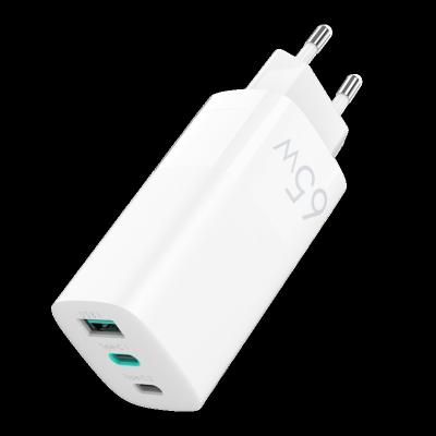 China Hot Selling Type-C Phone/Laptop/Gaming Gamer 65W GaN Universal Fast Charger 3 Ports Palladium Wall Charger Charging QC3 Wall Charger with kc FCC CE CB for sale