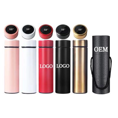 China WITH LID Double Wall Designer Time Marker Reminder With Led Temperature Display Vacuum Flask Stainless Steel Smart Water Bottle for sale