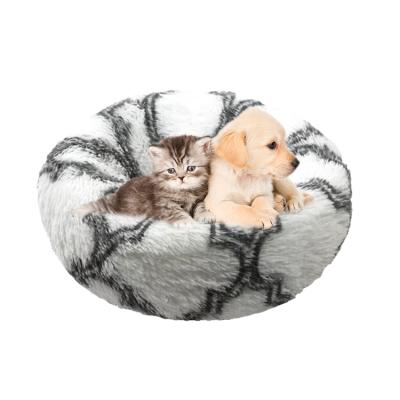 China Cat Nest High Quality Round Plush Pet Nest Bed Faux Fur Dog Breathable Soft Warm Nest Bed Donut Pet Nest Bed for sale