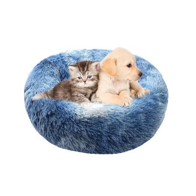 China 2021 Breathable Soft Plush Mat For Car Faux Fur Cat Bed New Car Pet Mat Bed Round Donut Car Pet Mat Warm for sale