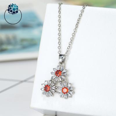 China Free Sample CLASSIC Trendy Jewelry Silver Gold Plated Triple Flowers Designs Necklace Earrings For Women Girl Decoration for sale