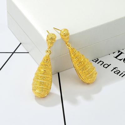 China Hot Selling Trendy Fashion 24k Gold Plated Drop Water Shape Handmade Jewelry Copper Earrings for sale