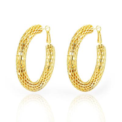 China TRENDY Wholesale Fashion Statement Gorgeous 24k Gold Plated African Trendy Hoop Earrings for sale